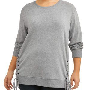 Terra & Sky Plus Lace-Up Sweatshirt Top NWOT